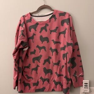 Pink and Black Dog Pattern crew neck